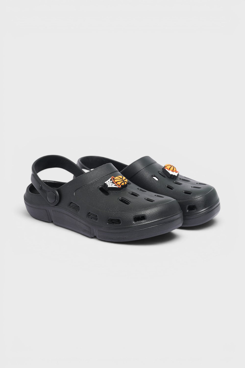 Black Solid Platform Clogs for Boys - Image 5