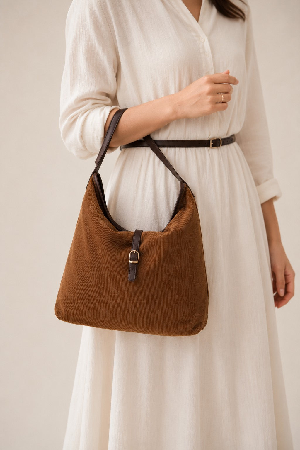 Brown Solid Tote Bag for Women - Image 1