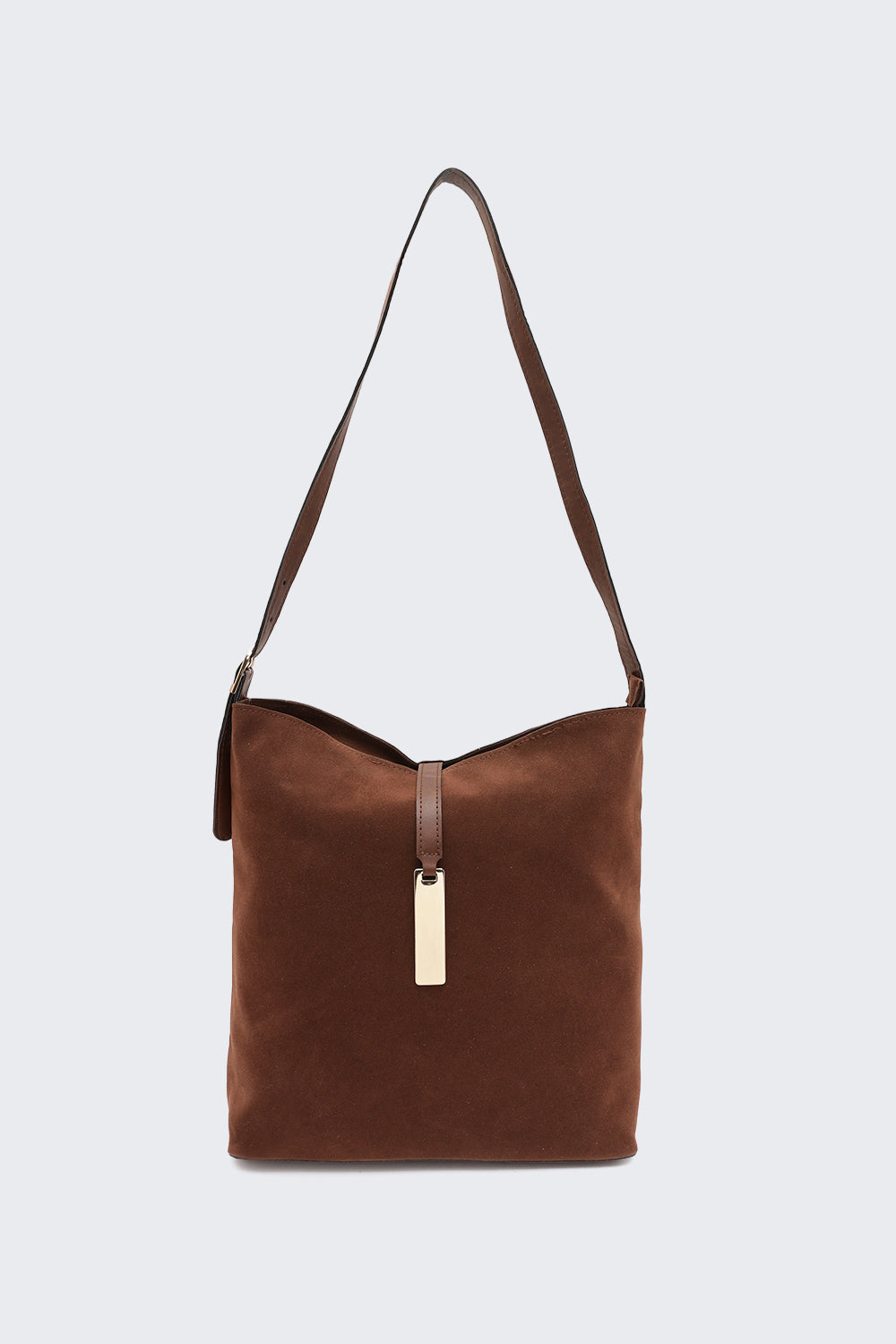 Brown Solid Tote Bag for Women - Image 2