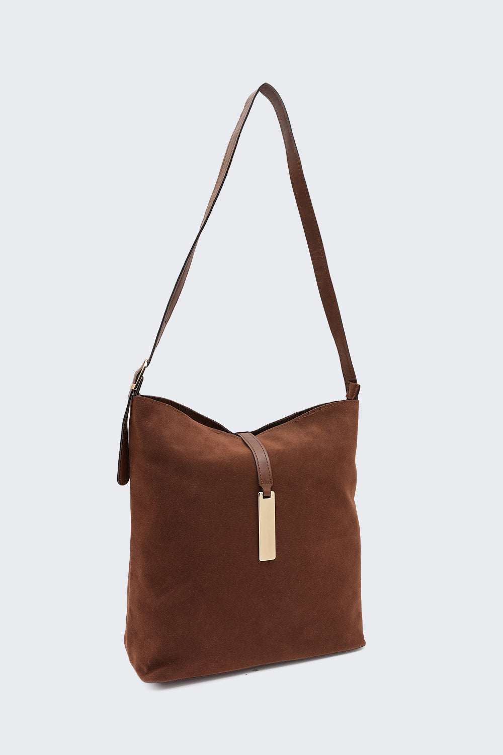 Brown Solid Tote Bag for Women - Image 3