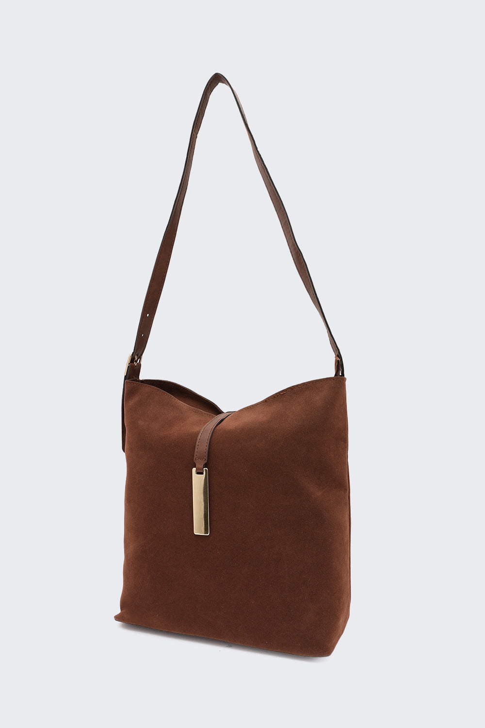Brown Solid Tote Bag for Women - Image 5