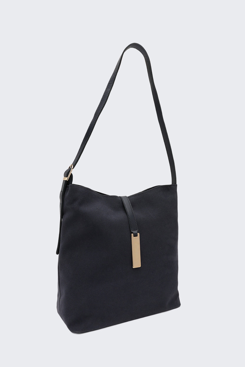 Navy Solid Tote Bag for Women - Image 3