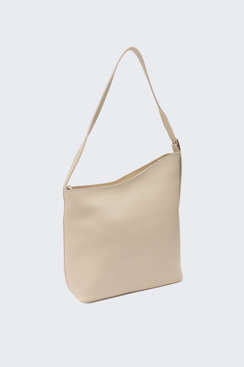 Cream PU Tote Bag for Women - Image 3