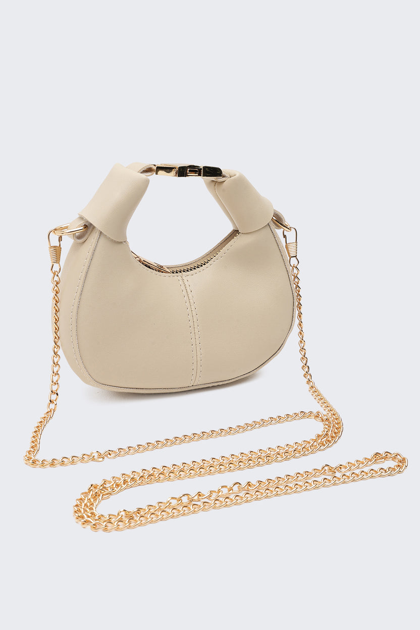 Cream Solid Sling Bag For Women - Image 3