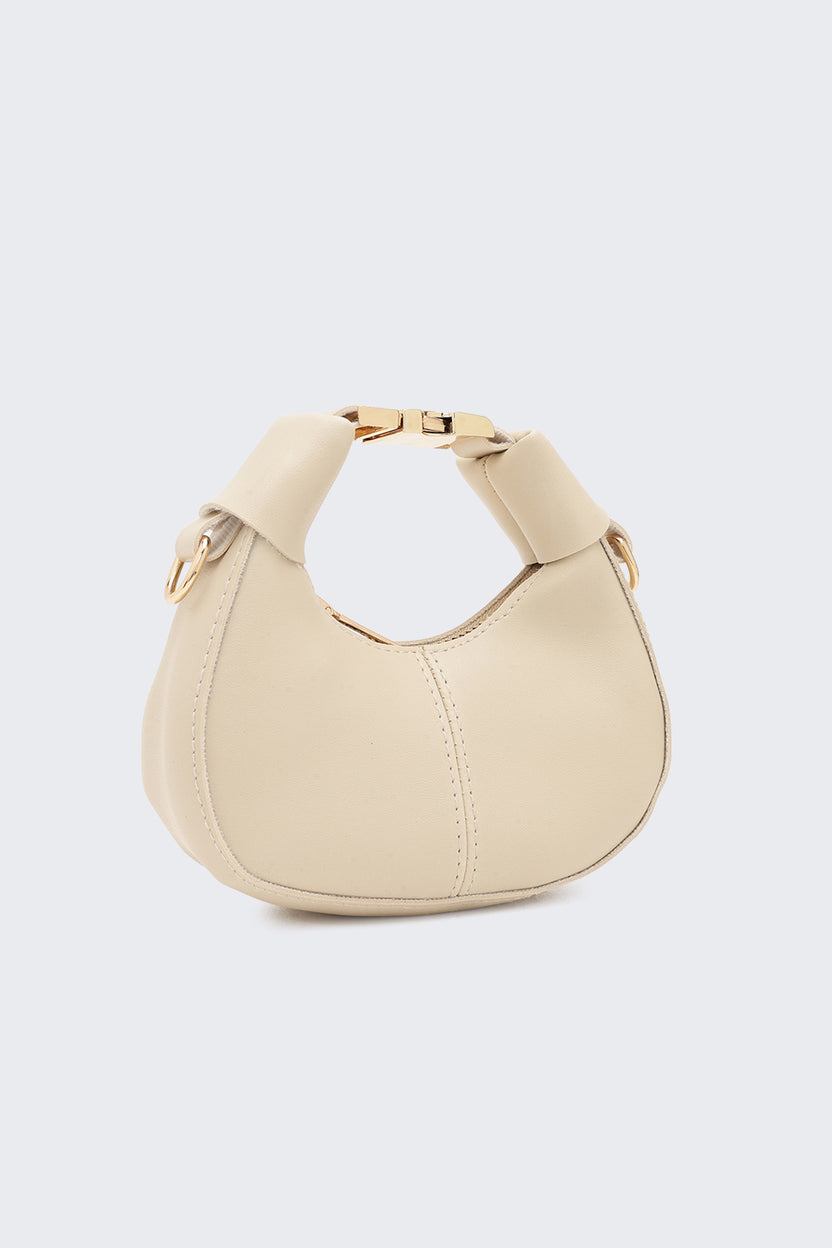 Cream Solid Sling Bag For Women - Image 4