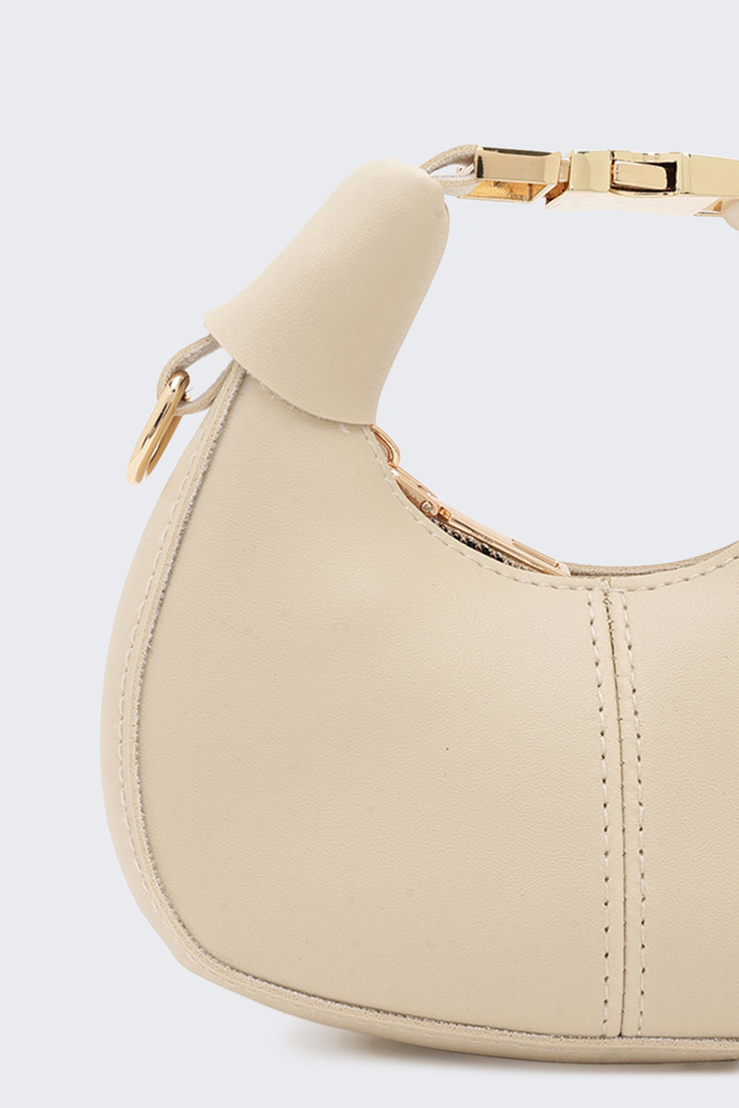 Cream Solid Sling Bag For Women - Image 6