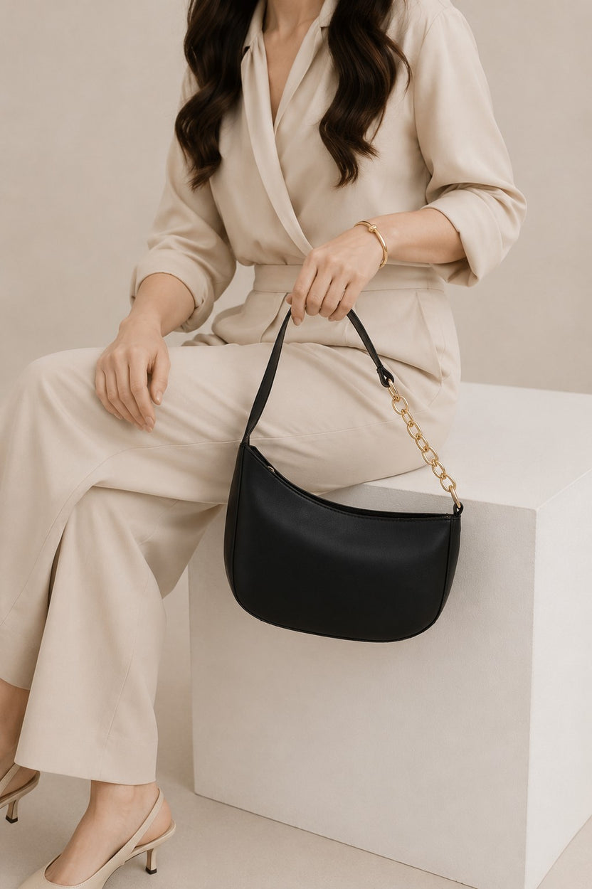 Black Solid Sling Bag For Women - Image 1