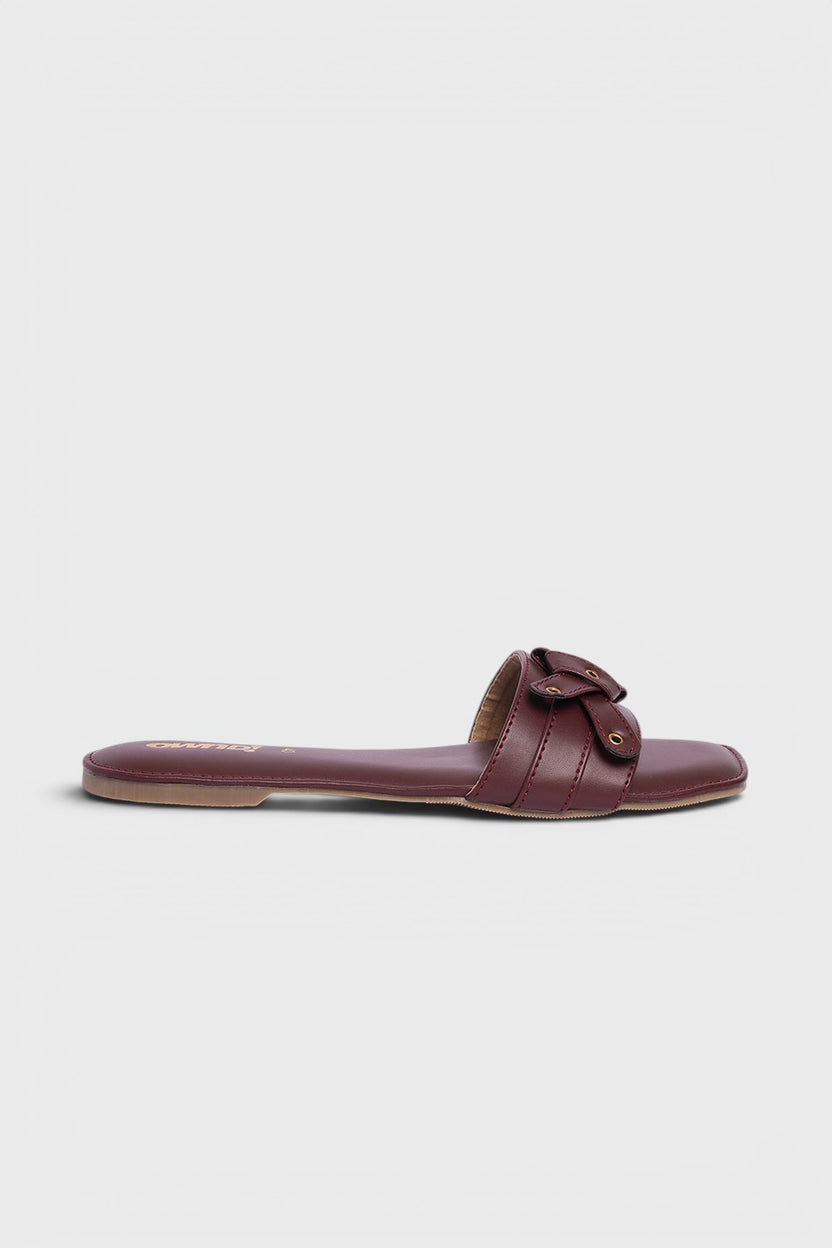 Brown Solid Flats for Women - Image 2