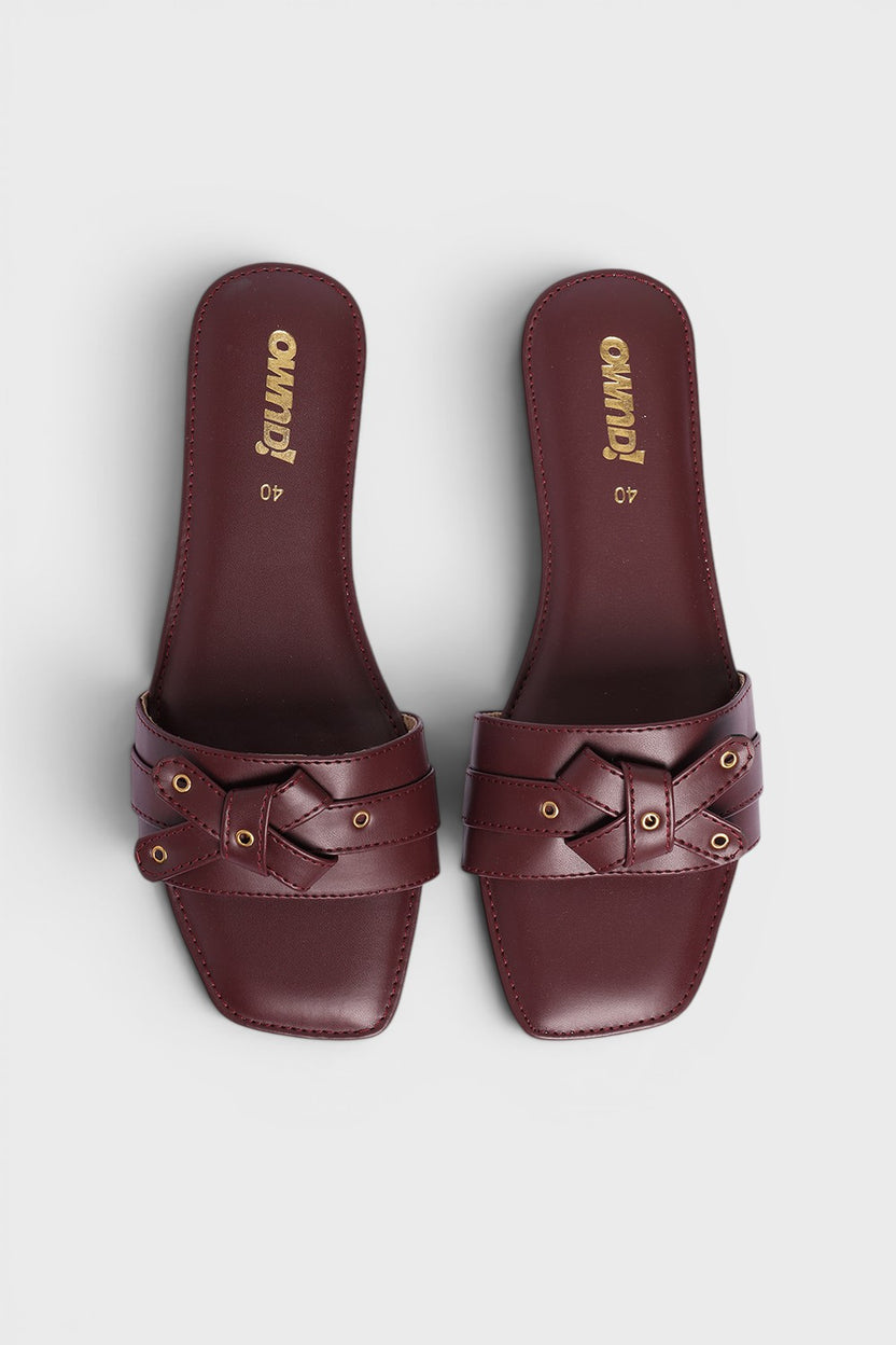 Brown Solid Flats for Women - Image 4
