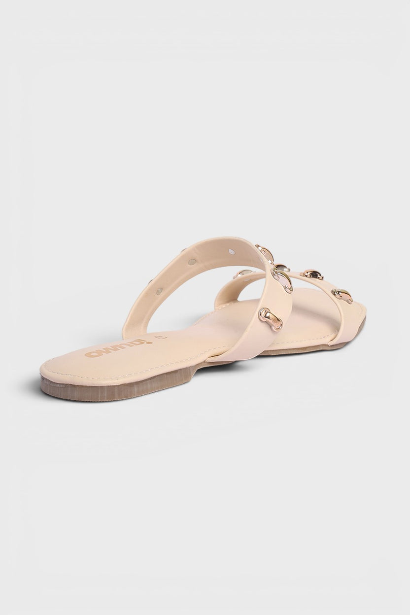 Cream Embellished Flats for Women - Image 3