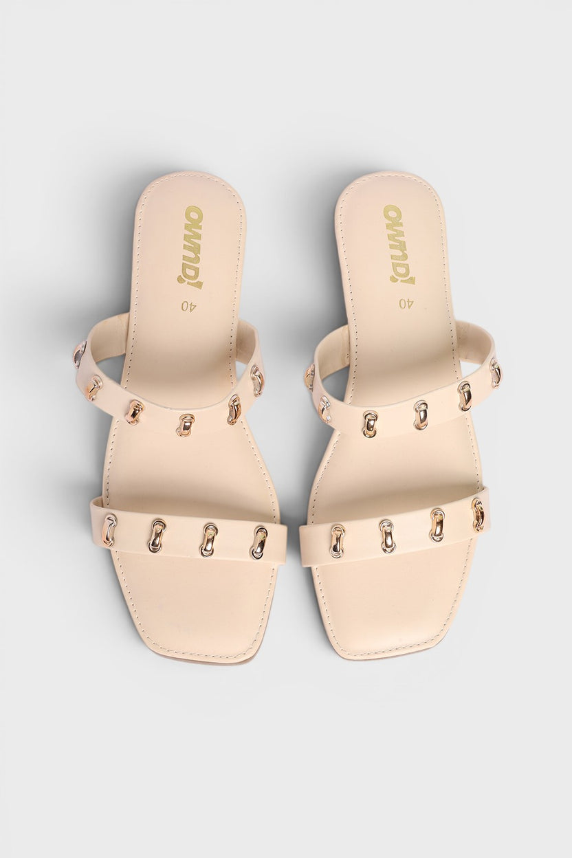 Cream Embellished Flats for Women - Image 4