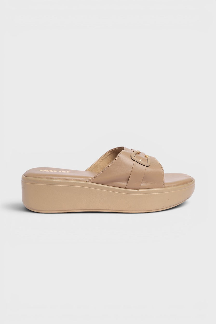 Taupe Solid Wedges for Women - Image 2