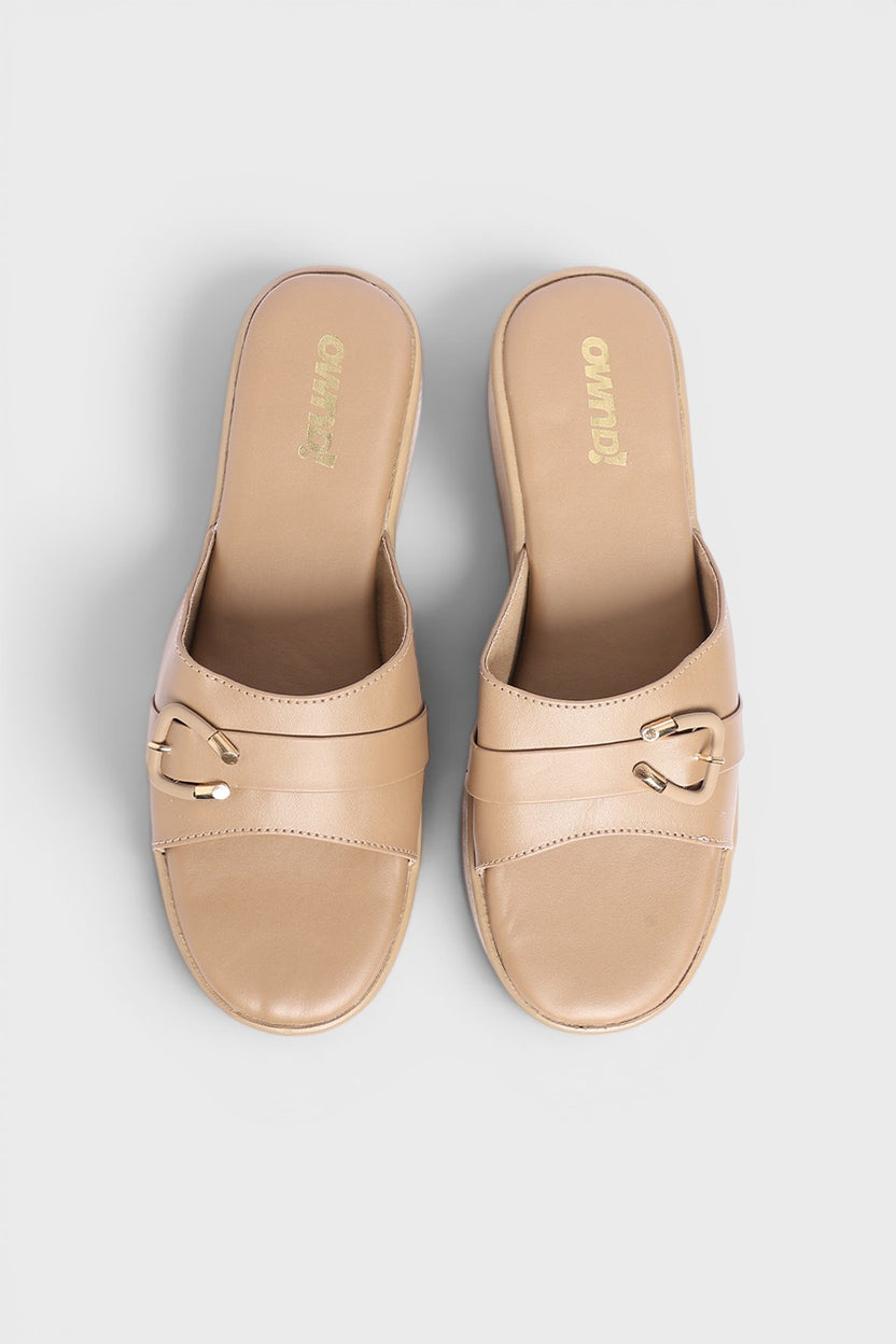 Taupe Solid Wedges for Women - Image 4