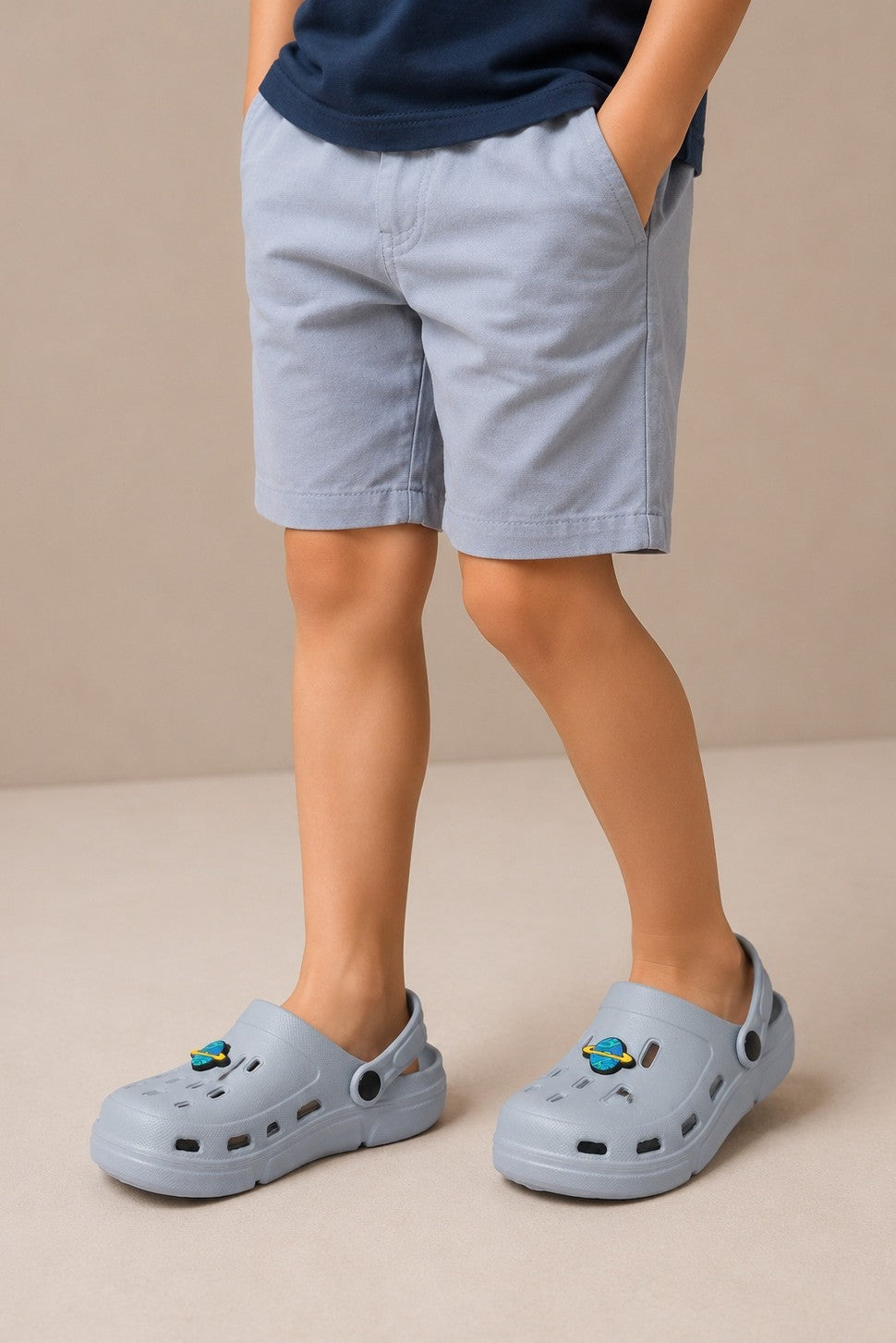 Grey Solid Platform Clogs for Boys - Image 1