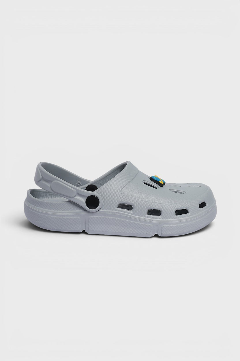 Grey Solid Platform Clogs for Boys - Image 2
