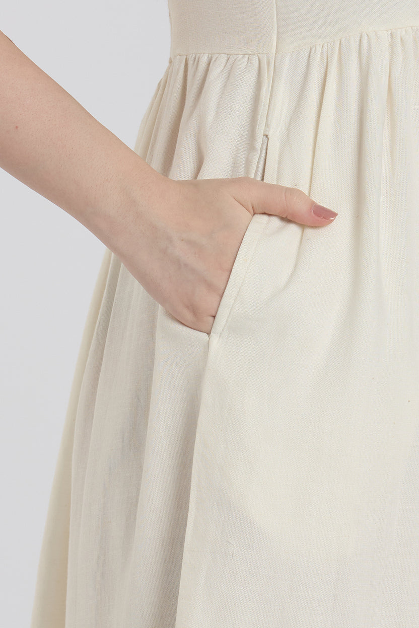 Off White Knotted Dress for Women - Image 3