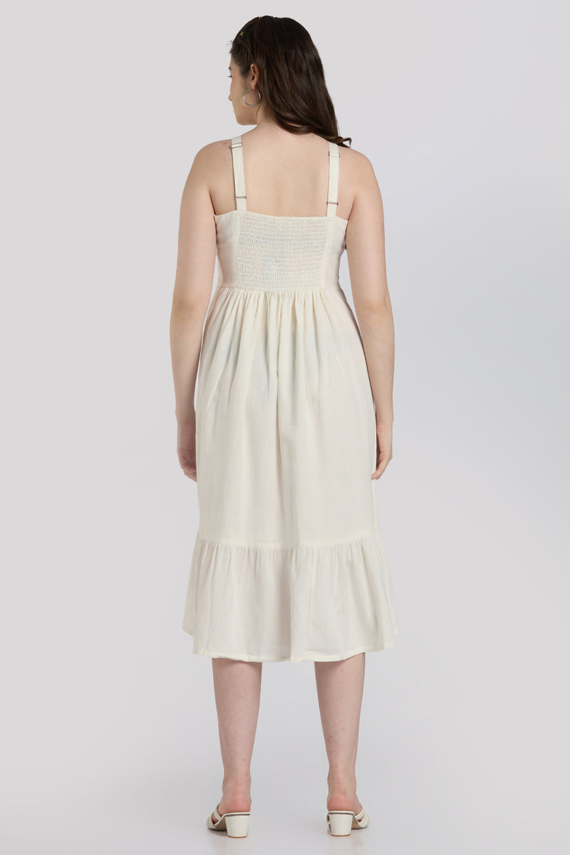 Off White Knotted Dress for Women - Image 5