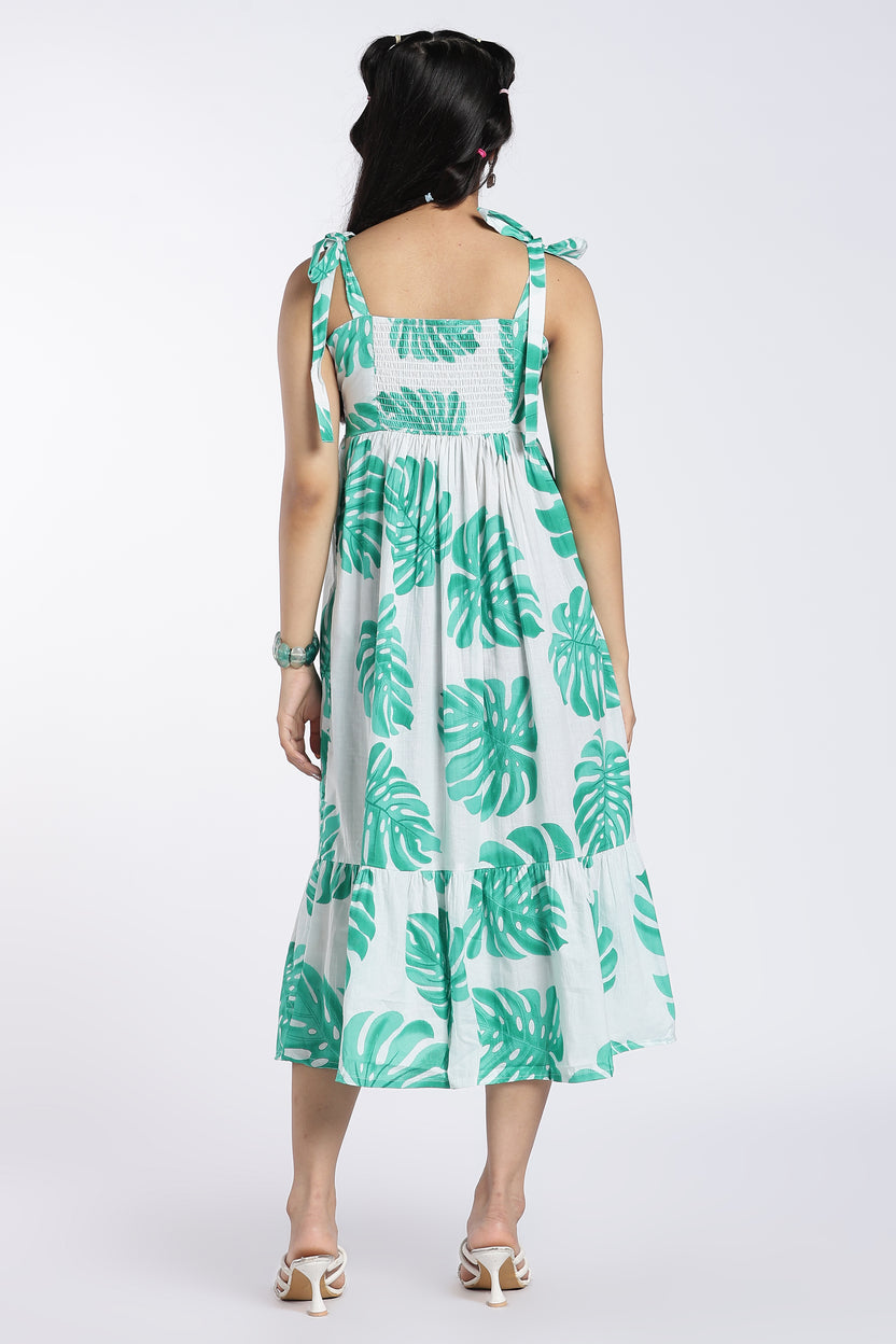Green Tied Up Fit Dress for Women - Image 5