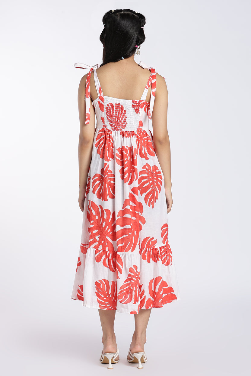 Orange Tied Up Fit Dress for Women - Image 5