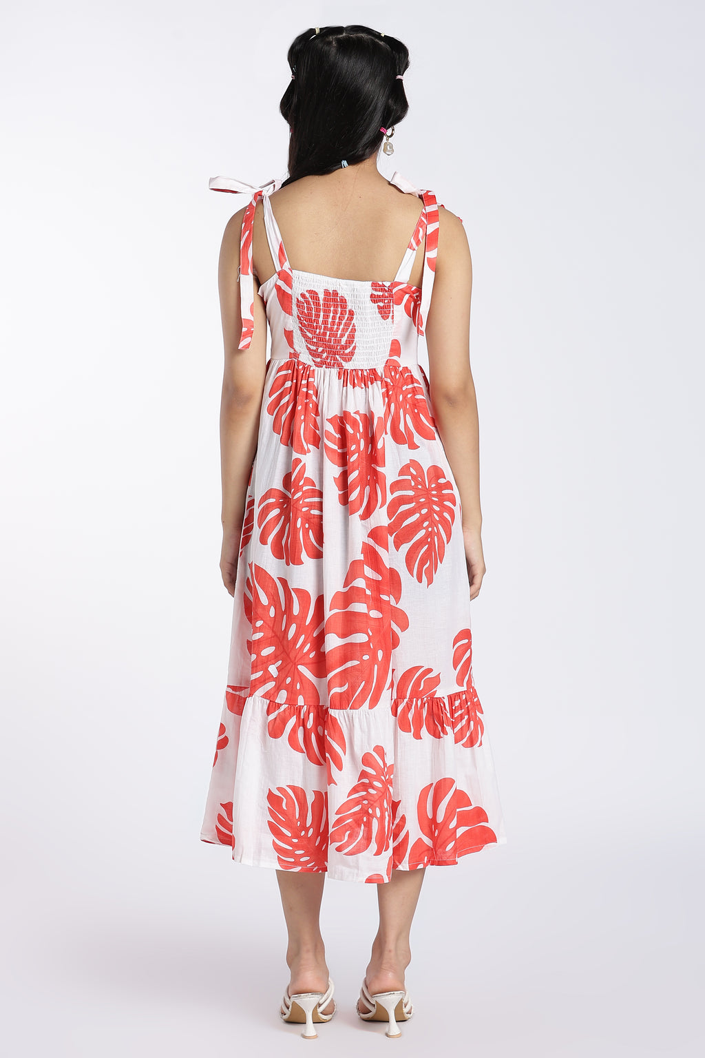 Orange Tied Up Fit Dress for Women - Image 5