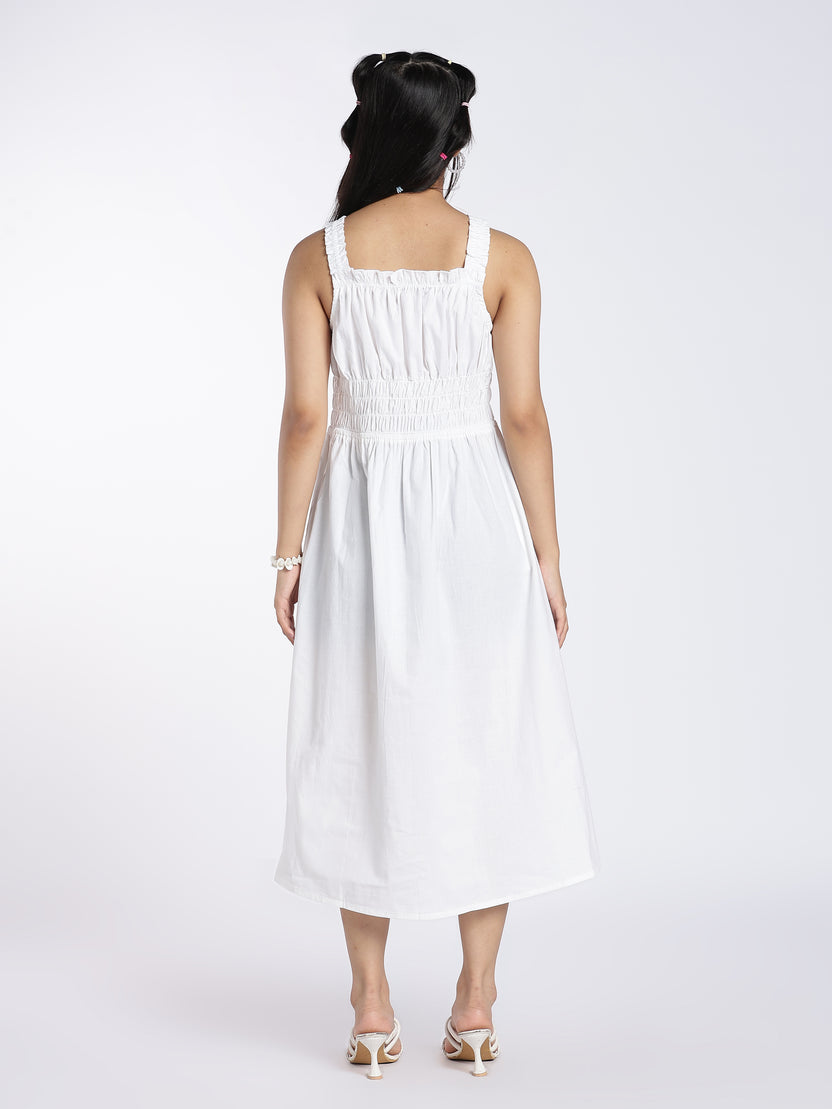 White Tied Up Fit Dress for Women - Image 5