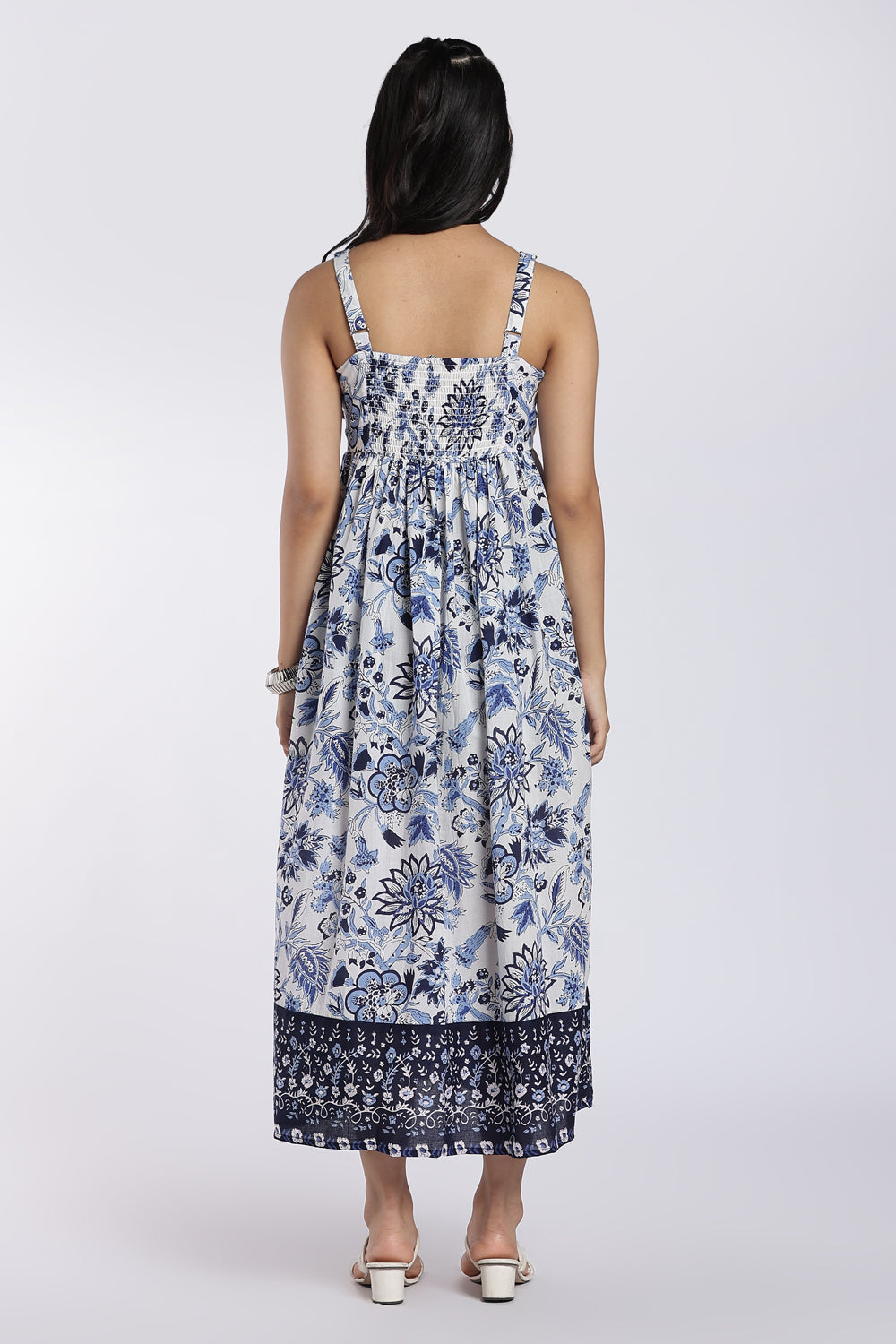 Blue Floral Printed Maxi Dress for Women - Image 5