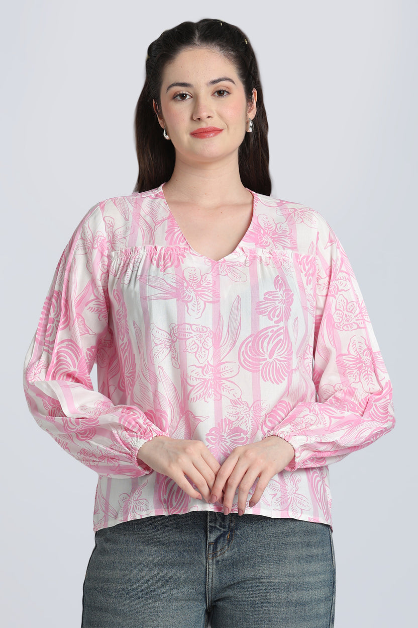 Pink Bishop Sleeves Tunic for Women - Image 1