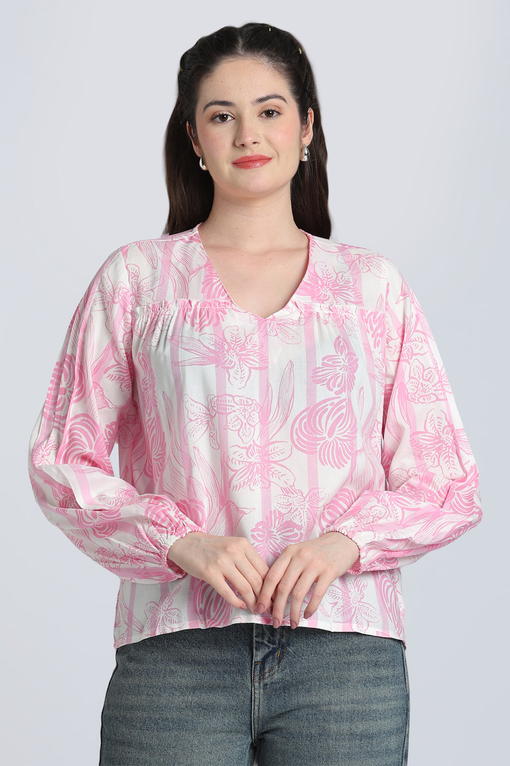 Pink Bishop Sleeves Tunic for Women - Image 1