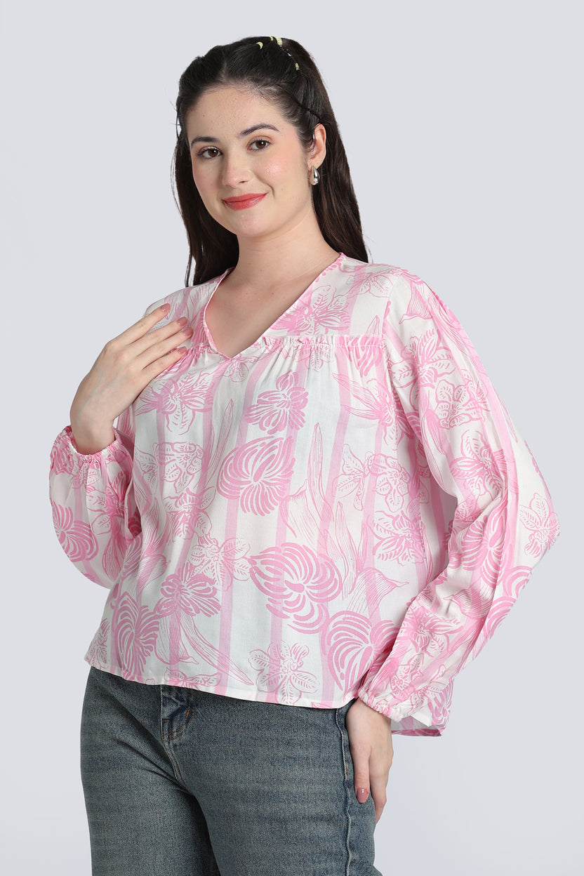 Pink Bishop Sleeves Tunic for Women - Image 2