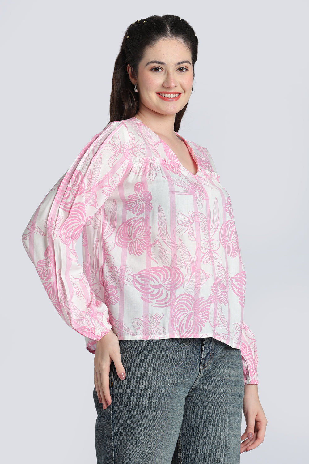 Pink Bishop Sleeves Tunic for Women - Image 4