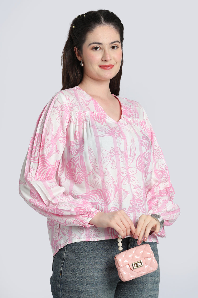 Pink Bishop Sleeves Tunic for Women - Image 6