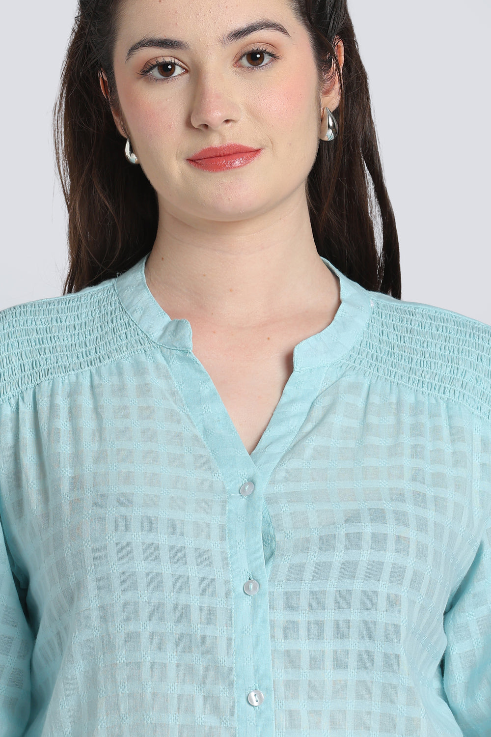 Blue Breathable Cotton Tunic for Women - Image 7