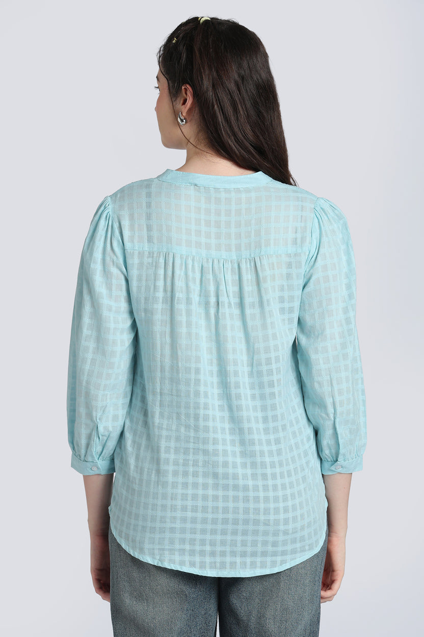 Blue Breathable Cotton Tunic for Women - Image 5