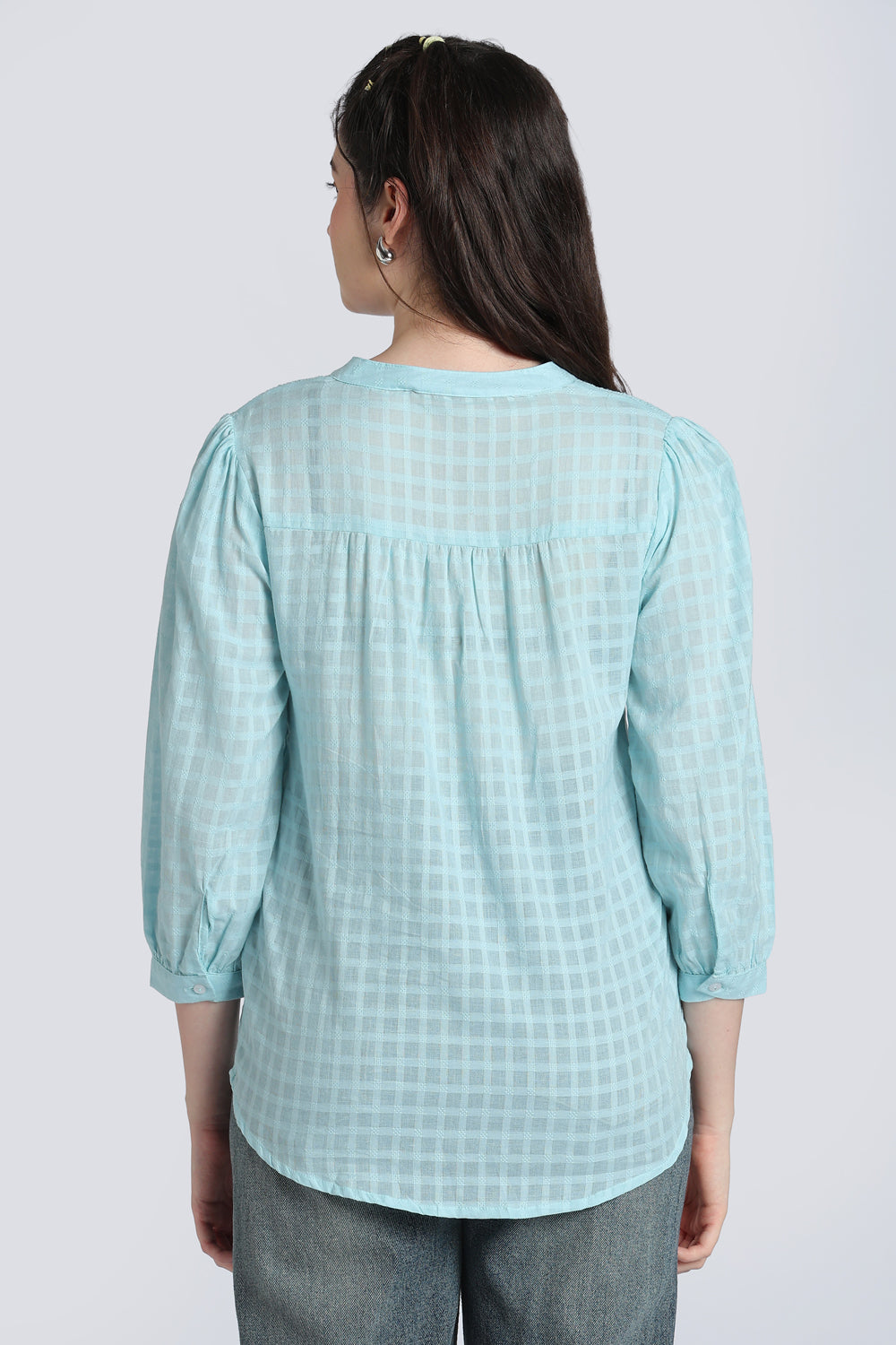 Blue Breathable Cotton Tunic for Women - Image 5