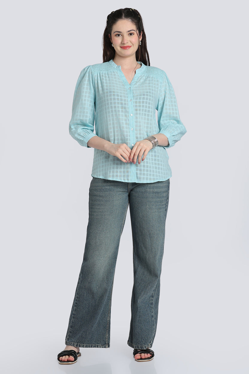 Blue Breathable Cotton Tunic for Women - Image 6