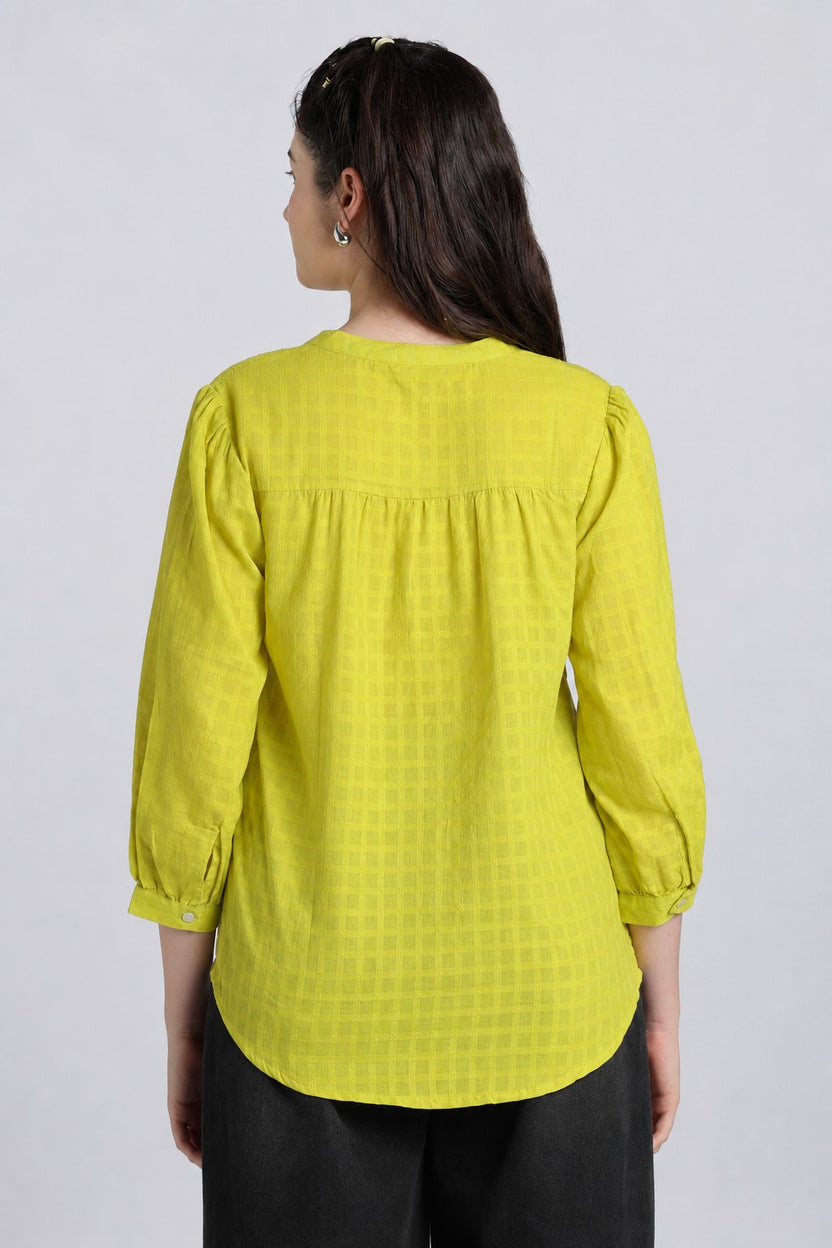 Lime Bishop Sleeves Regular Fit Top for Women - Image 5