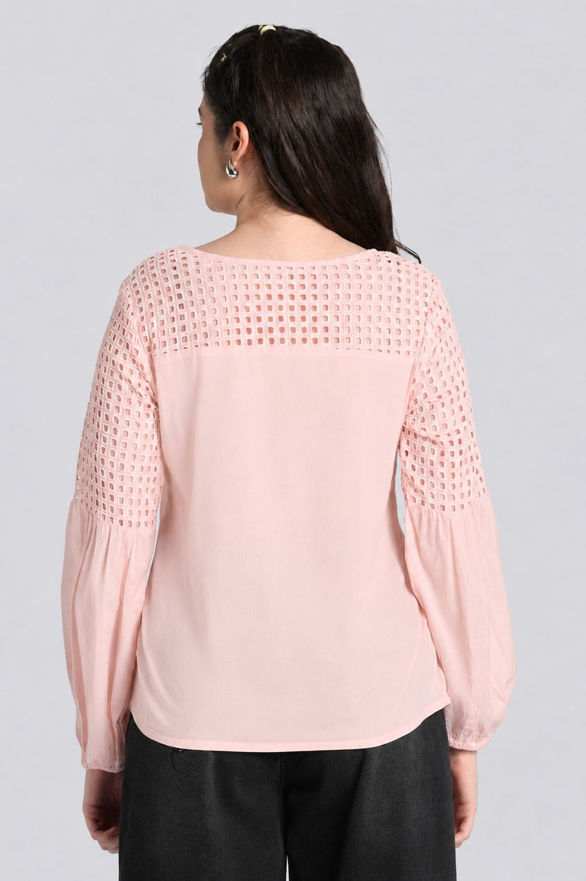 Peach Bishop Sleeves Regular Fit Top for Women - Image 5