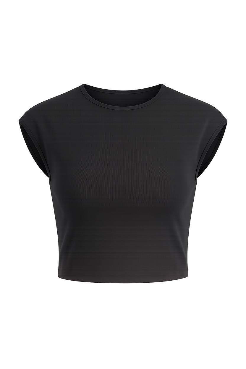 Womens Slim Fit Black Crop T-Shirt - Image 7