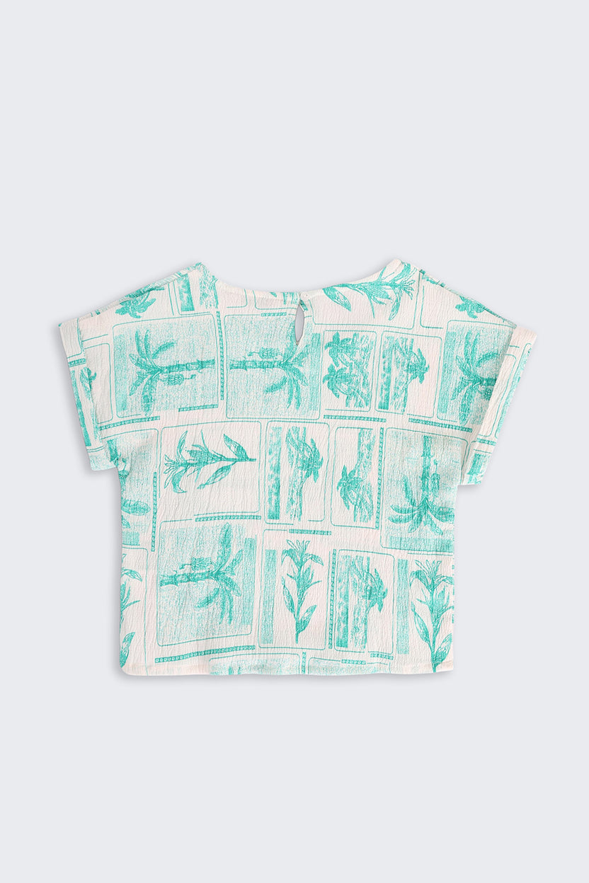 Green Tropical Theme Regular Fit Co-ord Set for Tweens Girls - Image 4