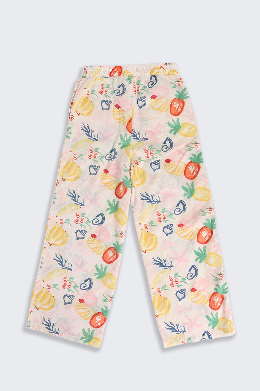 Multi-coloured Fruits Printed Regular Fit Pant for Tweens Girls - Image 3