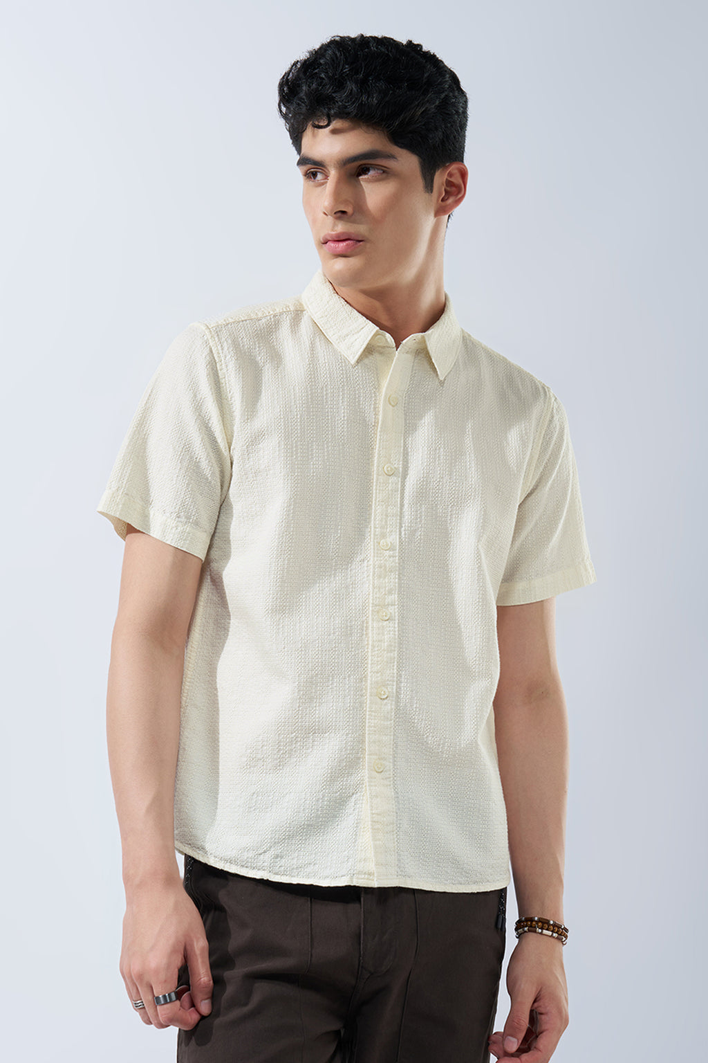 Off-White Textured Shirt for Men - Image 2