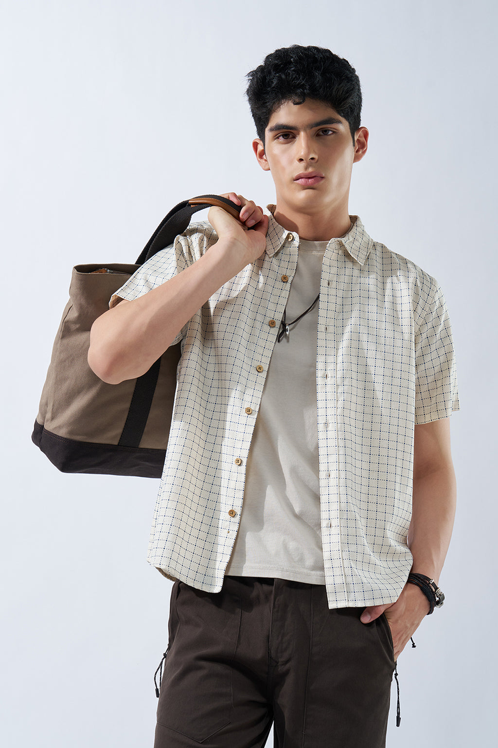 Blue Checked Regular Fit Shirt for Men - Image 1