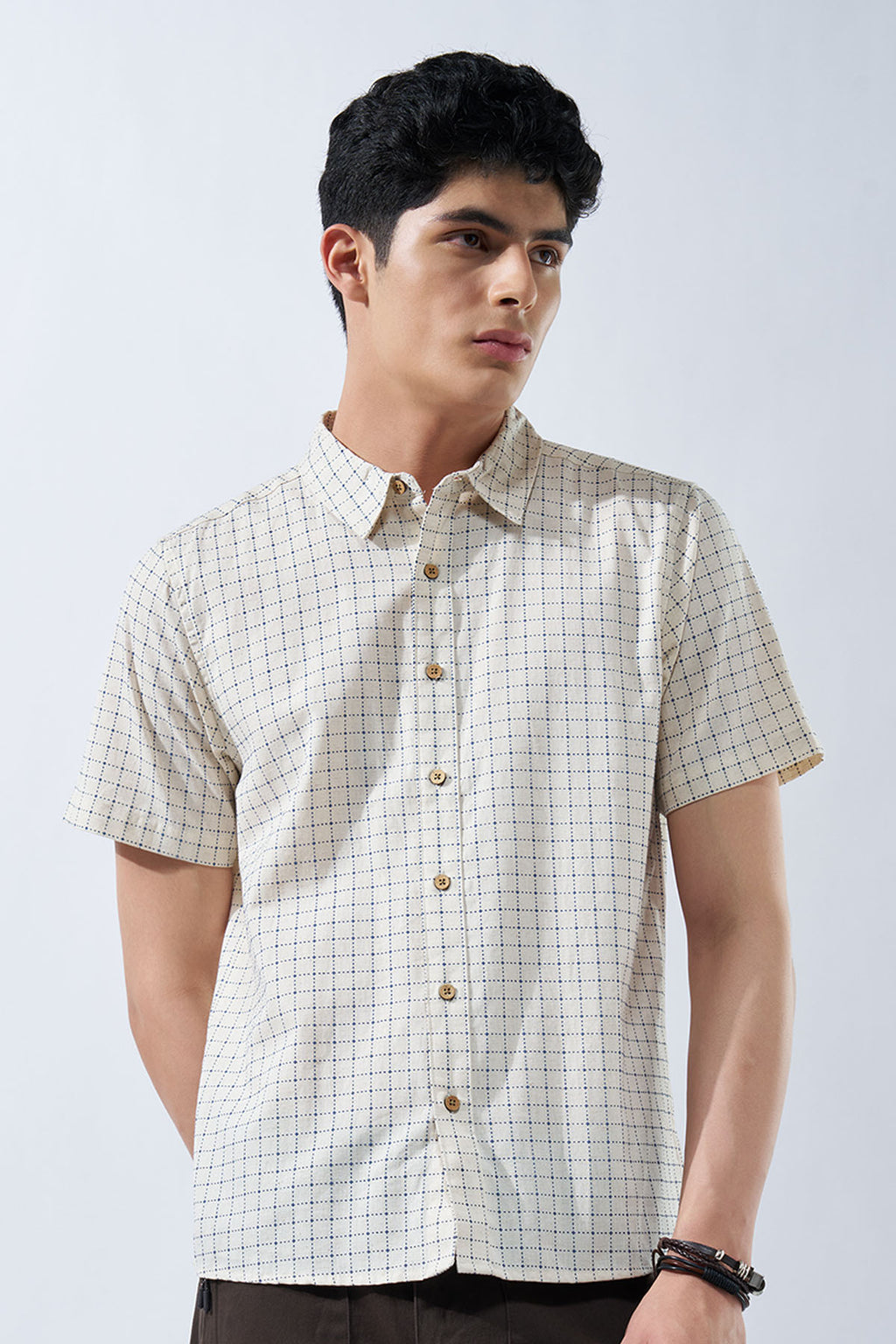 Blue Checked Regular Fit Shirt for Men - Image 2