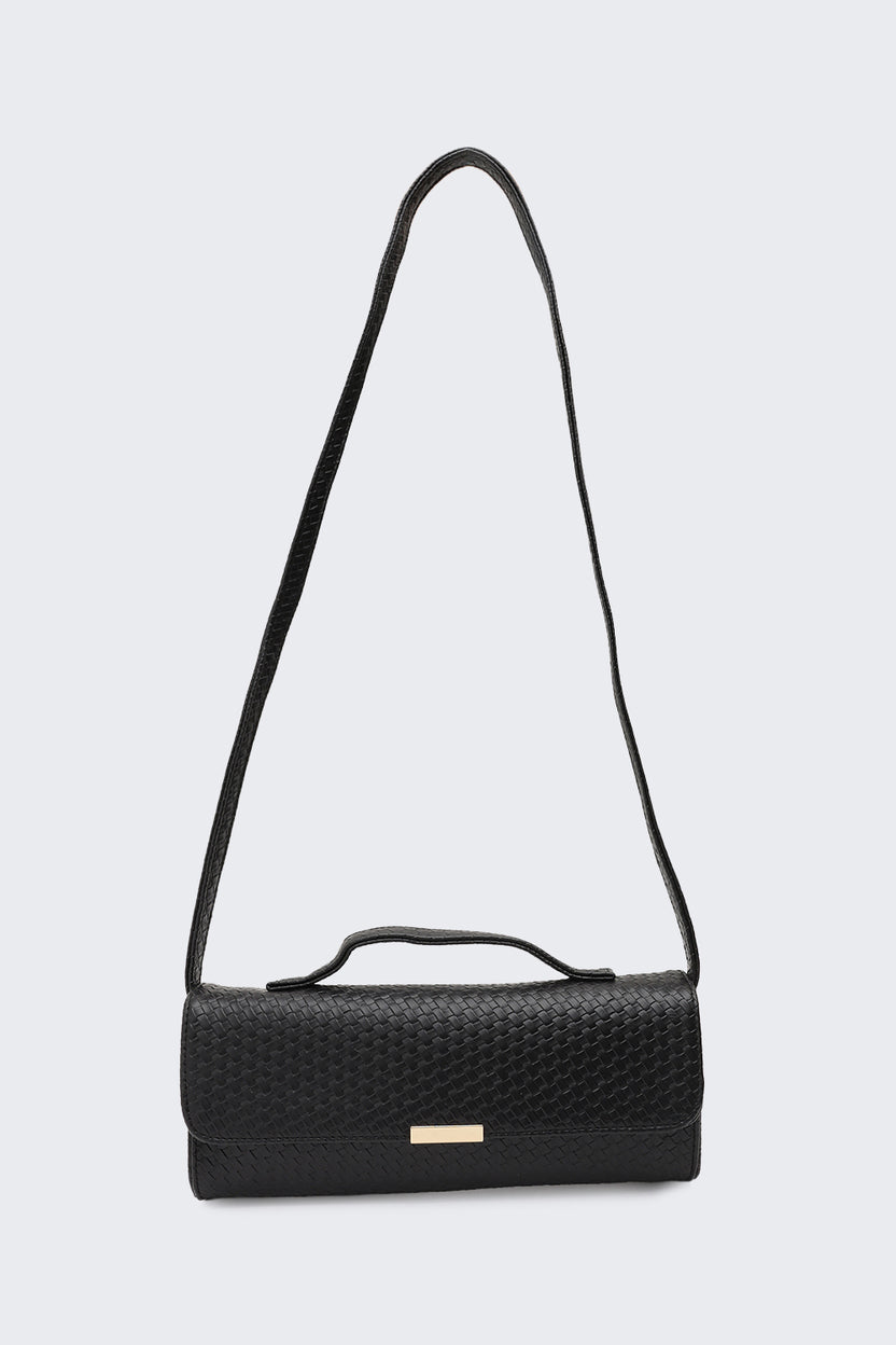 Black Textured Sling Bag for Women - Image 2