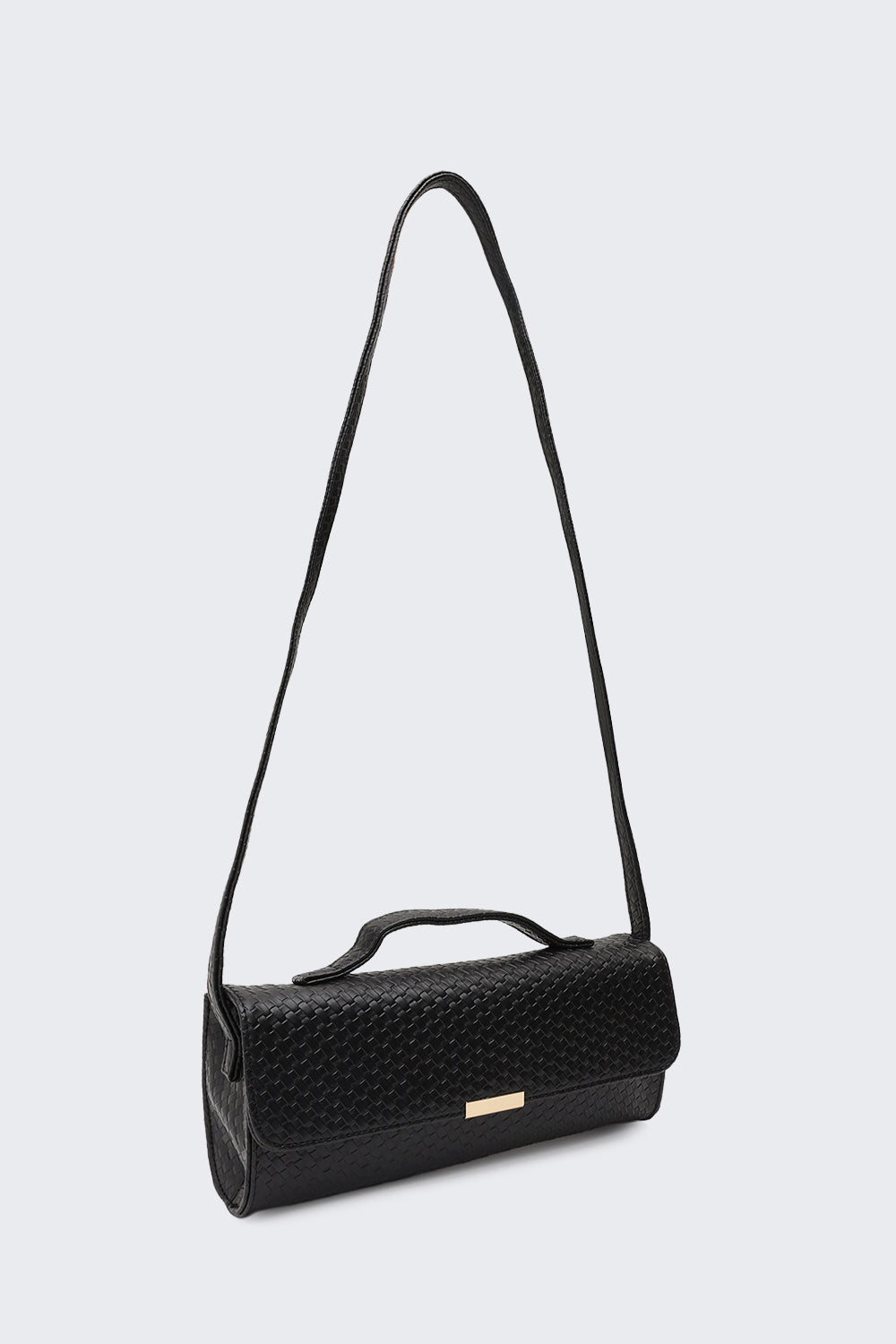 Black Textured Sling Bag for Women - Image 3
