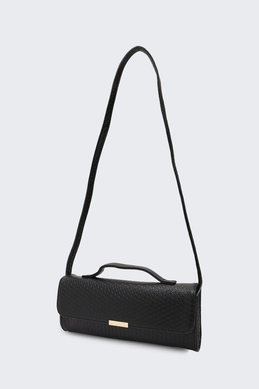 Black Textured Sling Bag for Women - Image 5