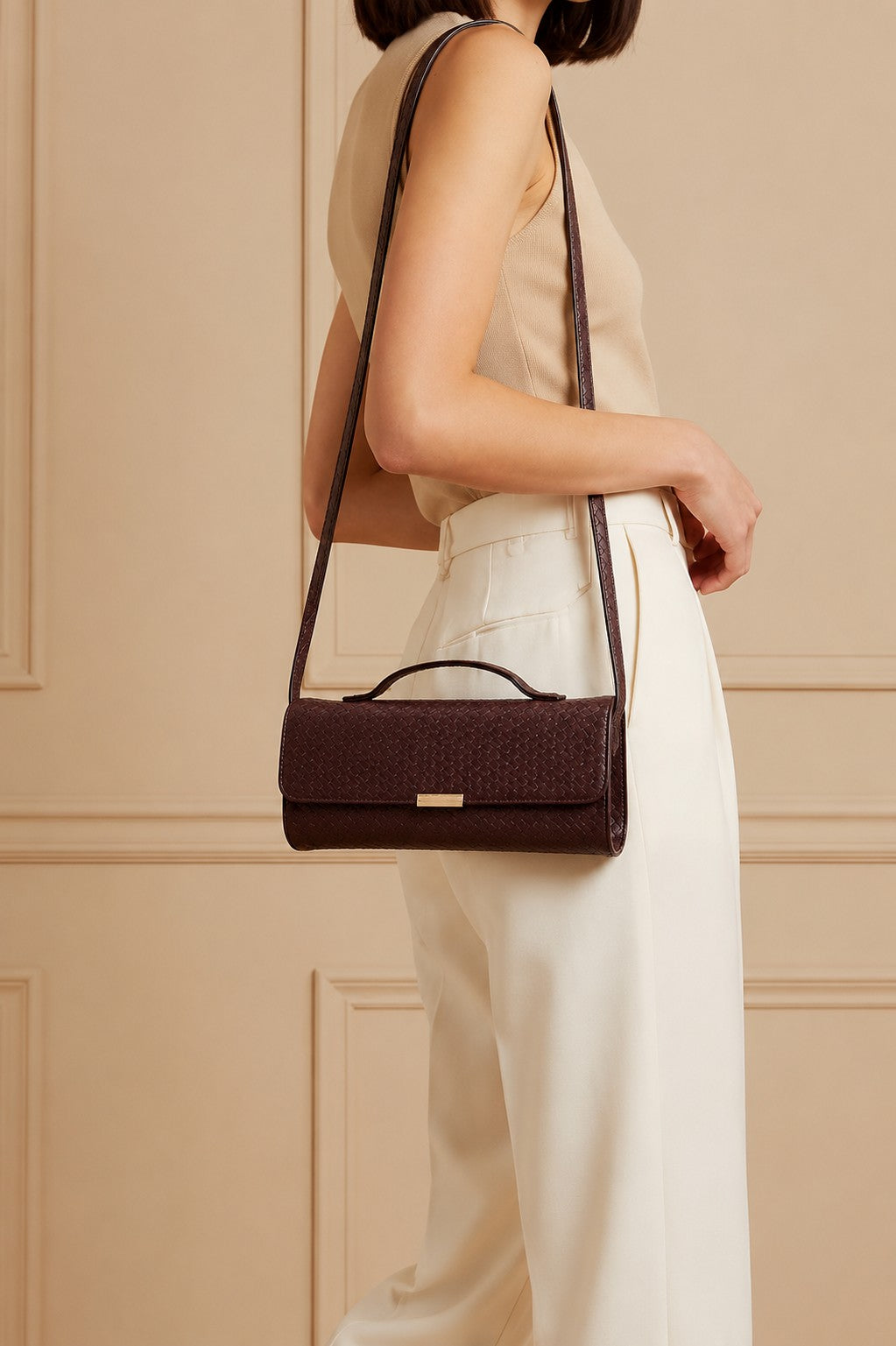 Maroon Textured Sling Bag for Women - Image 1