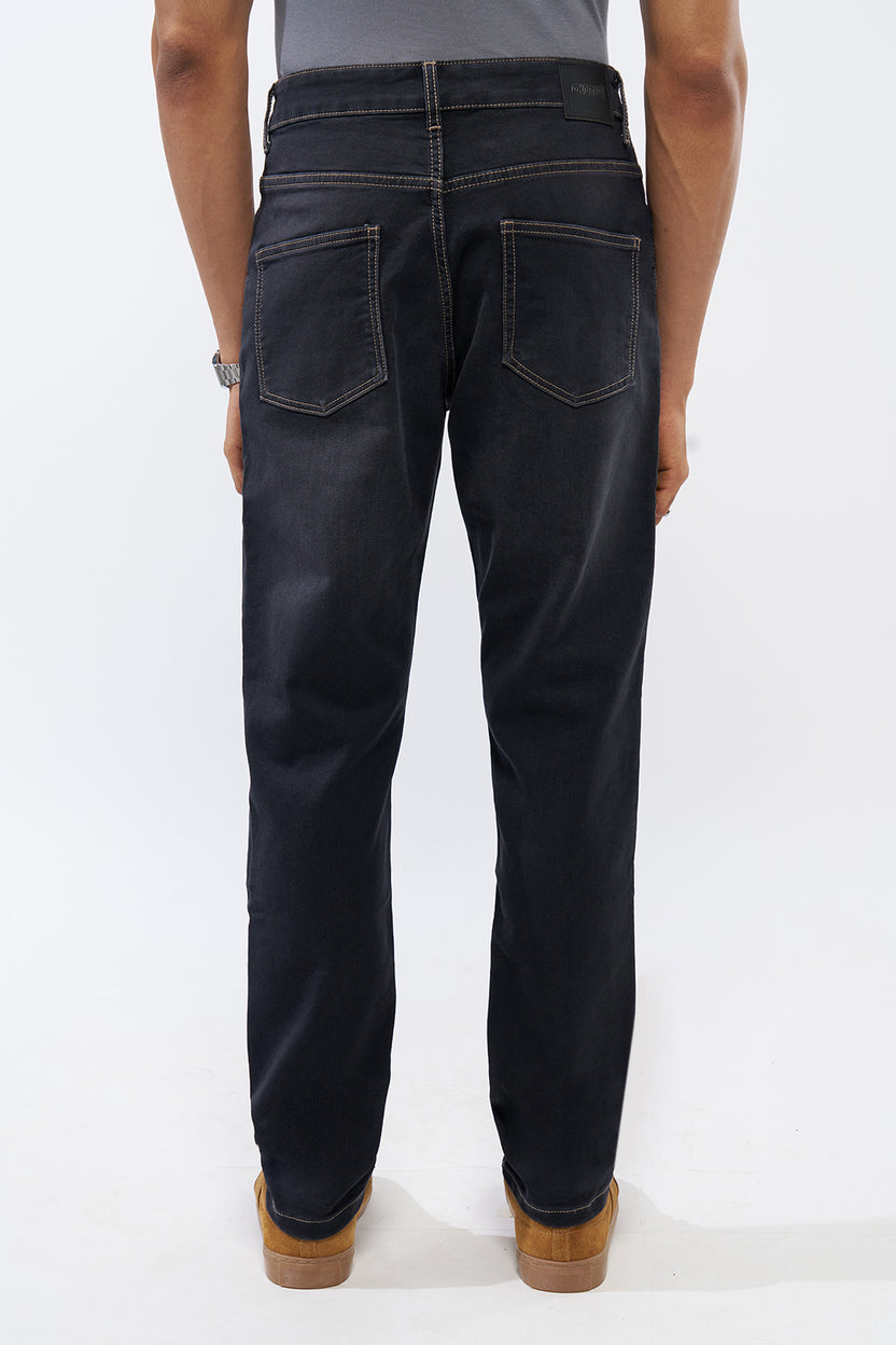 Black Solid Regular Fit Jeans for Men - Image 5