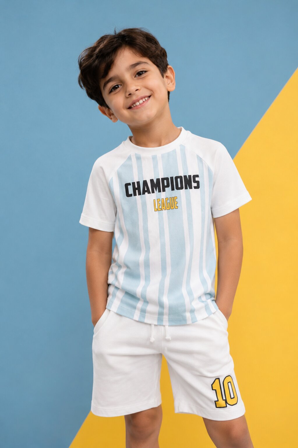 Blue Football Fever FIFA Jersey Co-Ord Set For Boys - Image 1