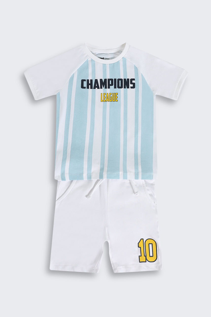Blue Football Fever FIFA Jersey Co-Ord Set For Boys - Image 2